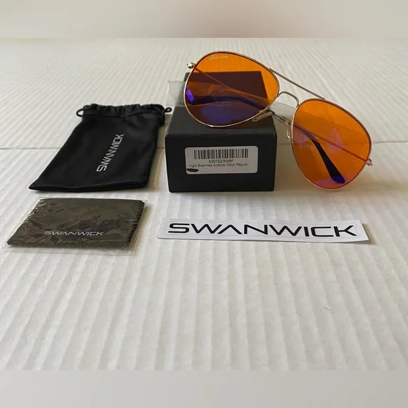 Swanwick Large Aviator Glasses Night Blue Light Blocking - Picture 2 of 16